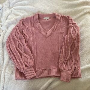 Madewell Pink Cable Knit Sweater